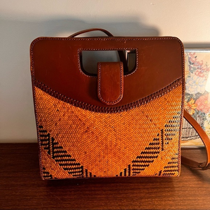 Vintage Inge Christopher for Indolink‎ Leather and Weave Handmade Crossbody Bag